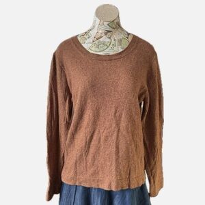 J. Crew Teddie Wool Cotton Blend Brown Crewneck Knit Sweater XL